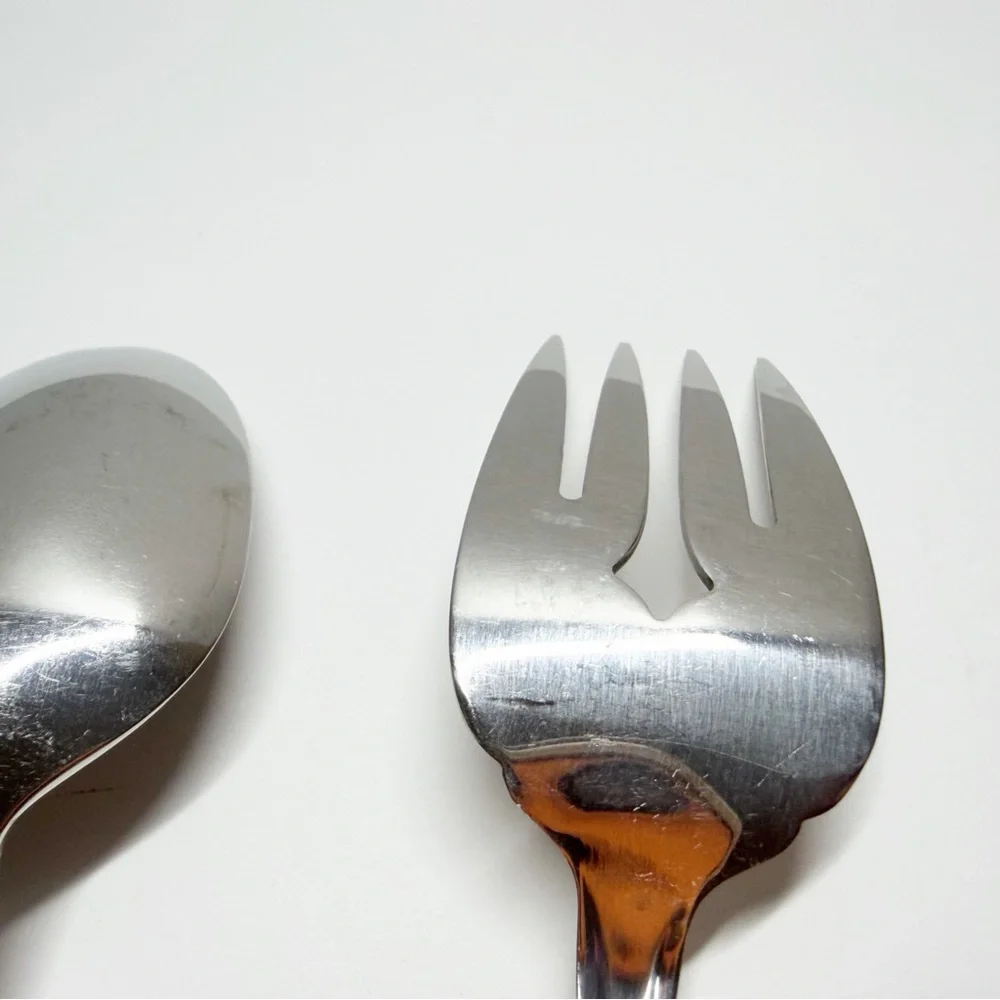 SSS Oneida Trinity Brushed Stainless Serving Spoons and Meat Fork Serveware